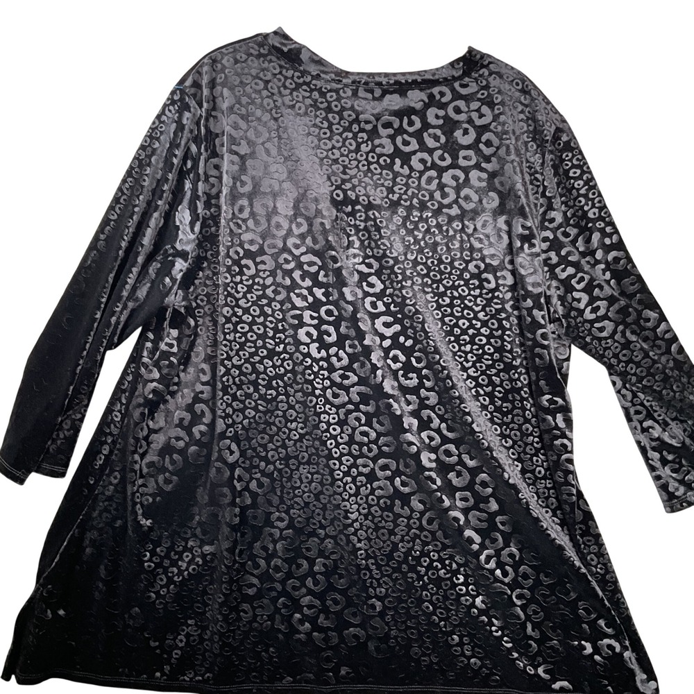 Ruby Rd Tunic Woman 2X‎ Black NEW Velvet Burnout Leopard Animal Print 87253 IJ - Picture 3 of 9